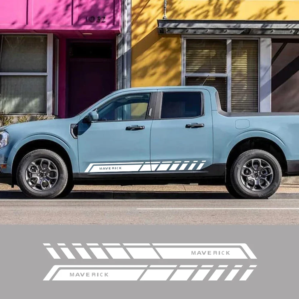 

Наклейки на боковые двери пикапа для Ford Maverick XL XLT Lariat 2022, графические полосы, декоративные наклейки, виниловые наклейки для автомобиля, автоаксессуары