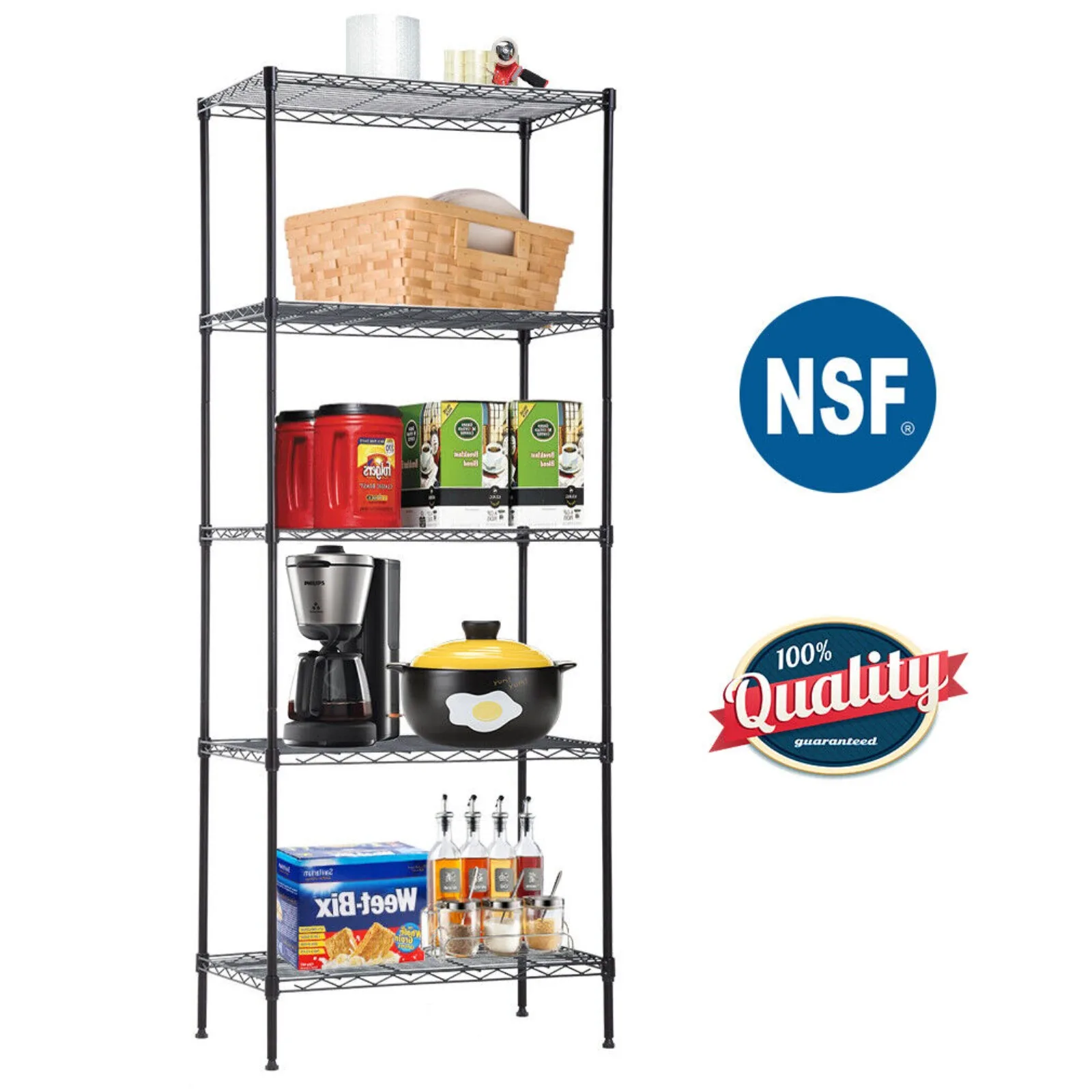 

5-Wire Shelving Unit Steel Large Metal Shelf Organizer Garage Storage Shelves United States