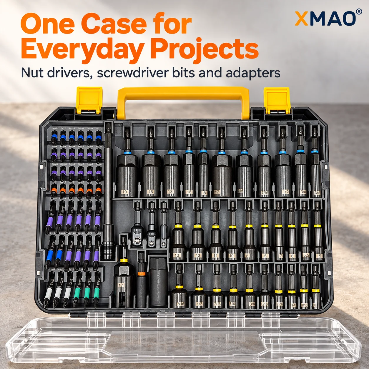 80PCS Magnetic Nut Driver Bit Set Metric SAE Deep Socket Adapter Wing Nut Driver Kit for Drill Home Auto Repair with Case