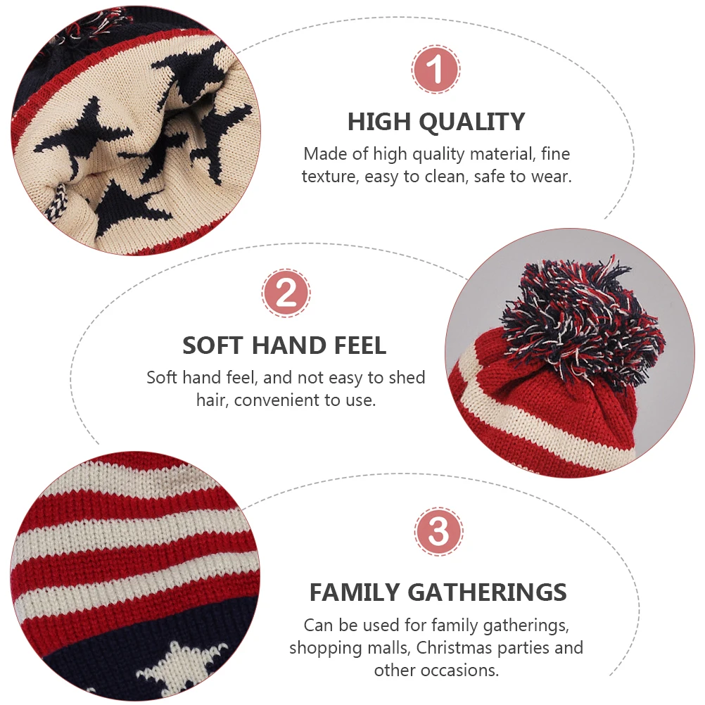 

Unisex Striped Knitting Hat Winter Woolen Cap Warm Wool Beanie Soft Skin-Friendly Easy Clean For Family Party Christmas Event