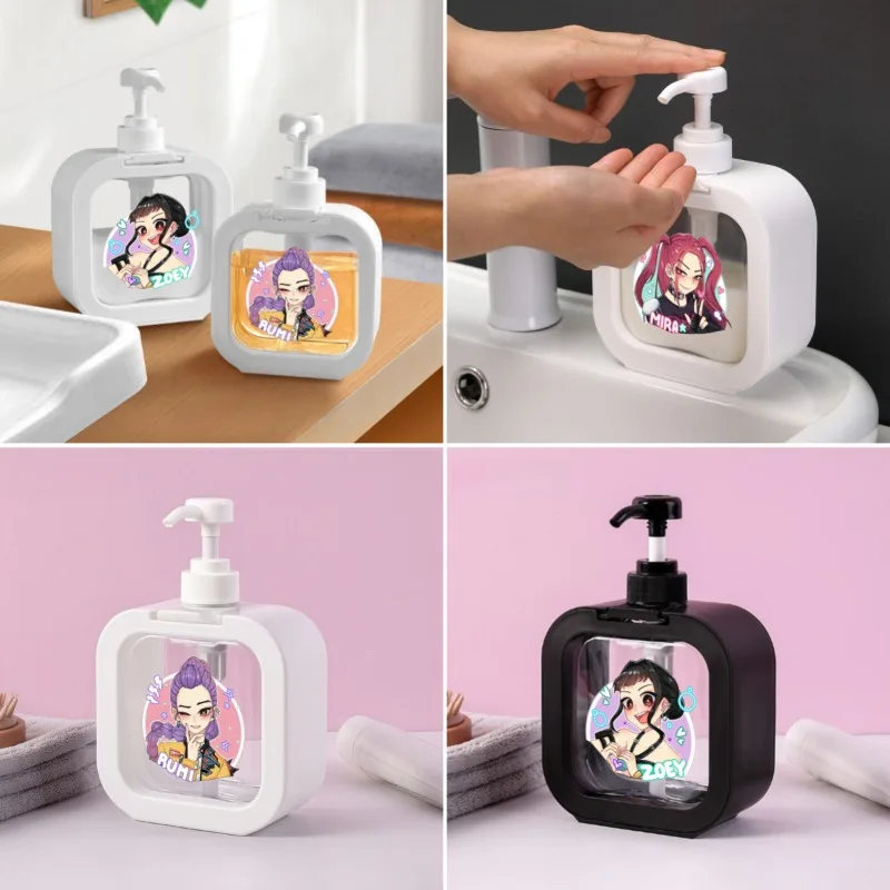

300ML Kpop Demon Hunter RUMI Bathroom Soap Dispenser Large Capacity Refillable Lotion Shampoo Shower Gel Holder Travel Dispenser