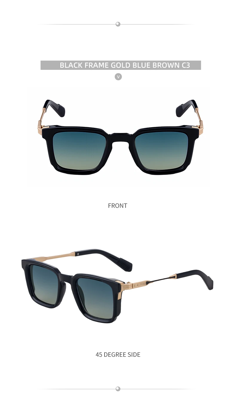 Polarisierte klassische quadratische Sonnenbrille für Herren 2026 – Luxusmarke Steampunk Fahrsonnenbrille für Männer – Vintage Outdoor-Brillen – Detail 16