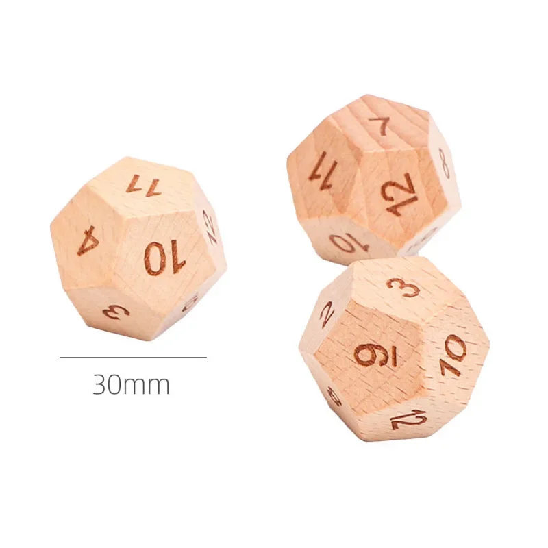 12 Side Sculpture Digital Dice  Solid Wooden Dice  Board Games Accessories