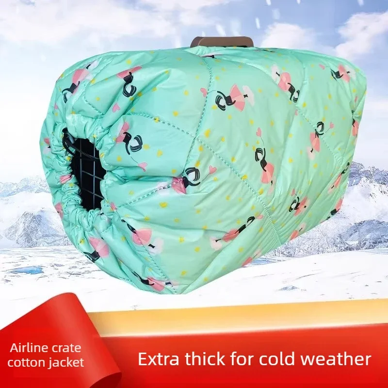 Thickened Insulated Pet Carrier Cover Windproof Quilted Cover Cat Dog Carriers Travel Bag Protector with Drawstring Closure