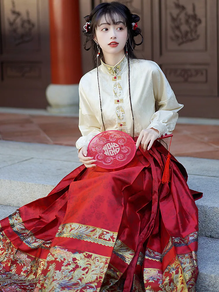 YOUDEYISI weaving gold horse dress embroidered stand-up collar medium and new Chinese retro long-sleeved daily shirt