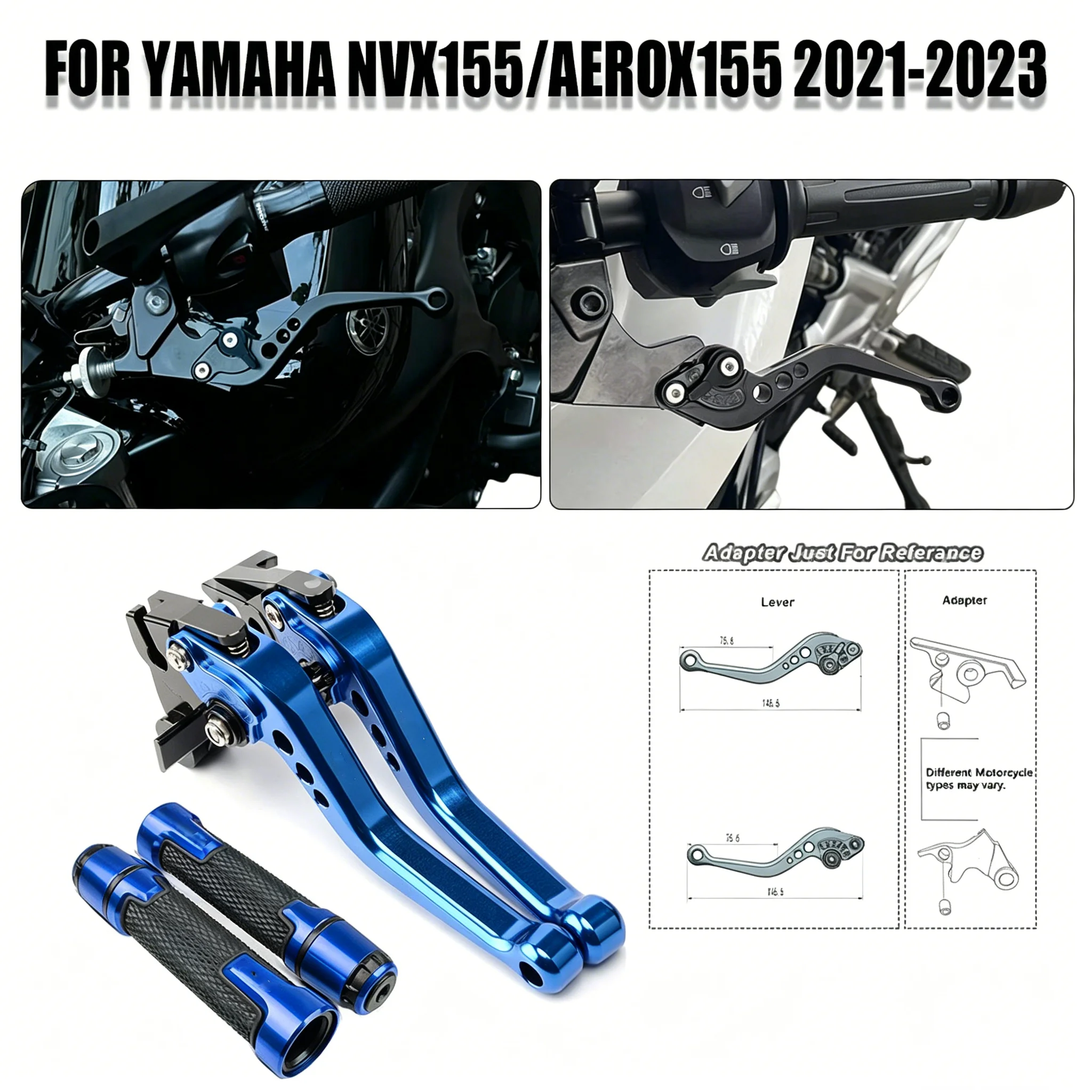 

For Yamaha NVX-155 AEROX-155 2021-2023 Motorcycle Brake Clutch Levers CNC Adjustable Short Clutch Brake Lever Handle Grips Kit