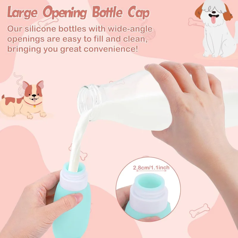 TOPLIVING 3 Pieces , 90ML Silicone Travel Bottles Filling, Feeding Tube For Dog Refillable With Re