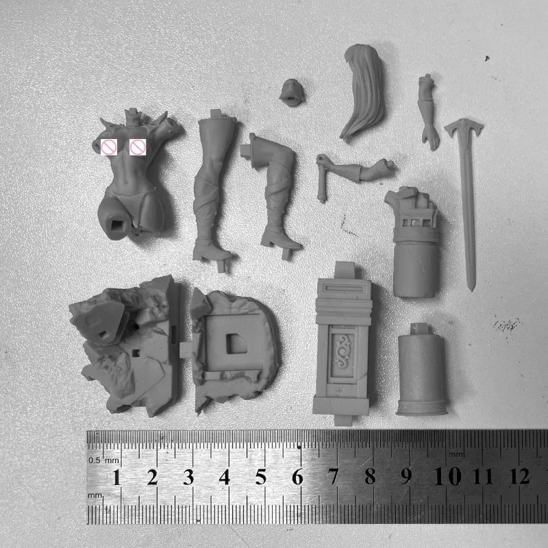 1/24 Resin Figure Model Kit Red Hair Female Swordsman Fantasy Hobby Miniature Diorama Toy Unassembled Unpainted Garage kit