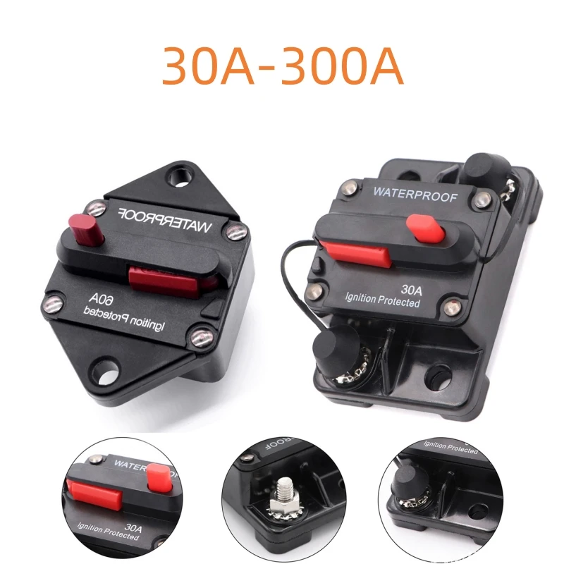30A 40A 50A 60A 70A 80A 100A 120A 150A 200A 250A 300A AMP Circuit Breaker Fuse Reset 12-48V DC Car Boat Auto Waterproof