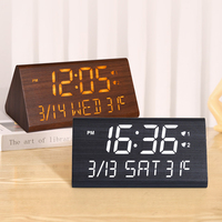 LED wooden alarm clock triangle 4 clock color simple style study alarm clock