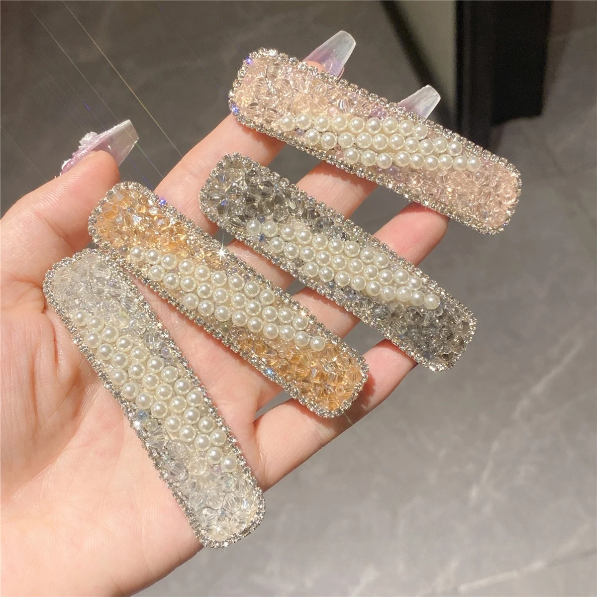 Новая заколка для волос с жемчугом и кристаллами, квадратная милая заколка для волос с жемчугом для женщин и детей