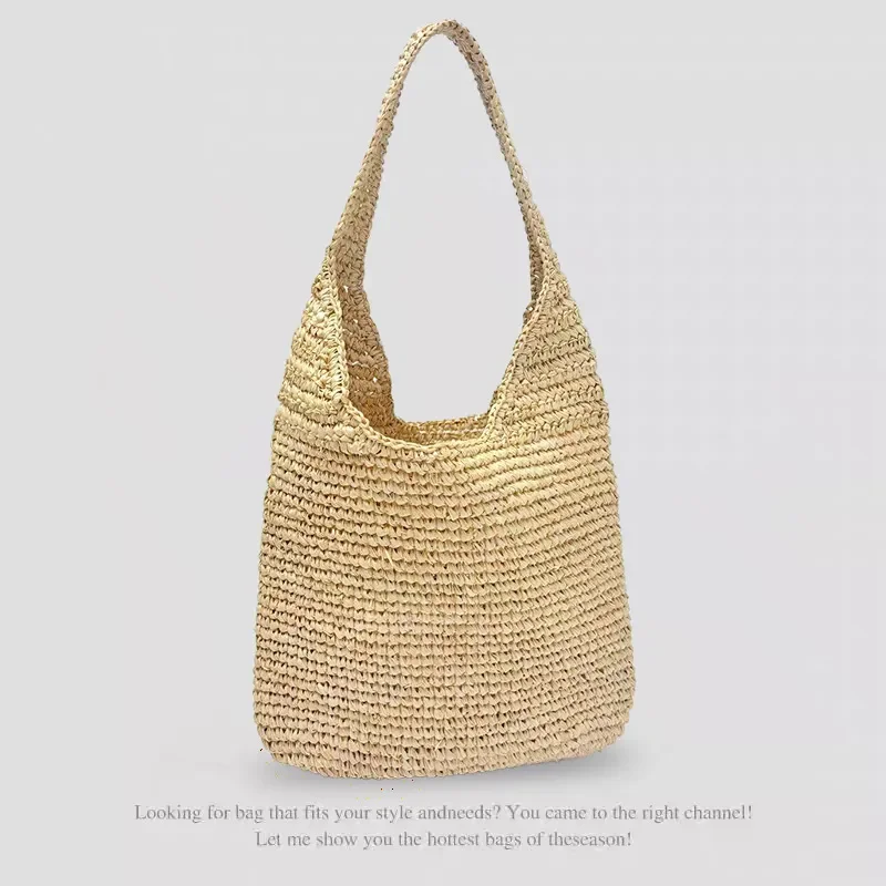 Raffia Hand-Woven Straw Shoulder Bag for Women – Lightweight Beach Vacation Bag with Versatile Styling view 2