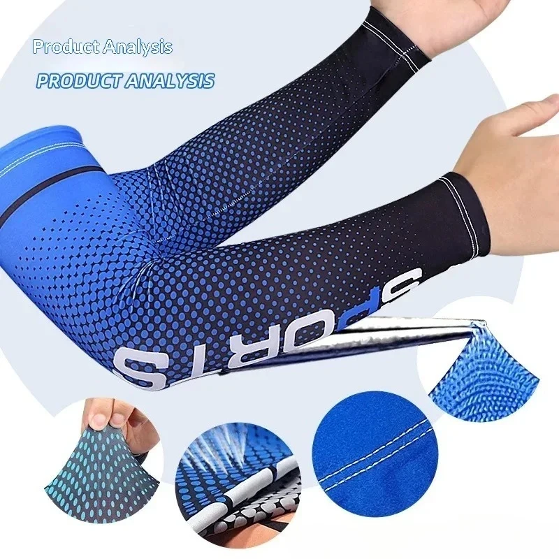 1/2pairs Summer Fashio Sunscreen Ice Silk Sleeve UV Sun Protection Cooling Anti-Slip Arm Sleeves Men Women Outdoor Sport Cycling