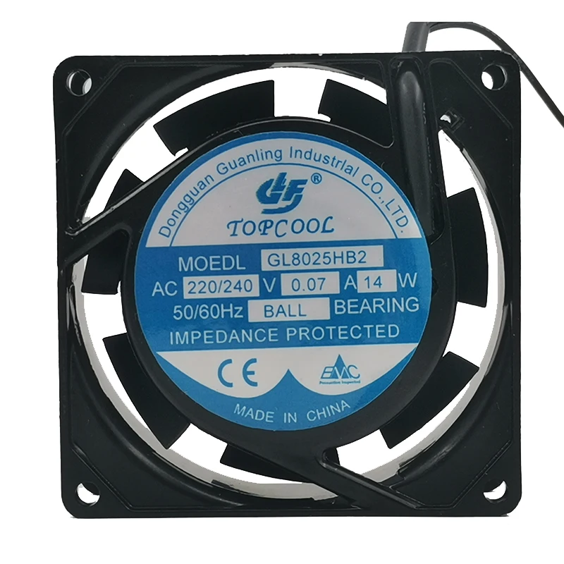 New Topcool cabinet dedicated axial fan ac220/240v GL8025HB2 14W 0.07a 8cm 8025 80*80*25mm