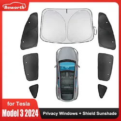 Privacy parasole completo per Tesla Model 3 Highland 2024 finestrini laterali parabrezza anteriore parasole copertura riflettente raggi UV resistenti al sole