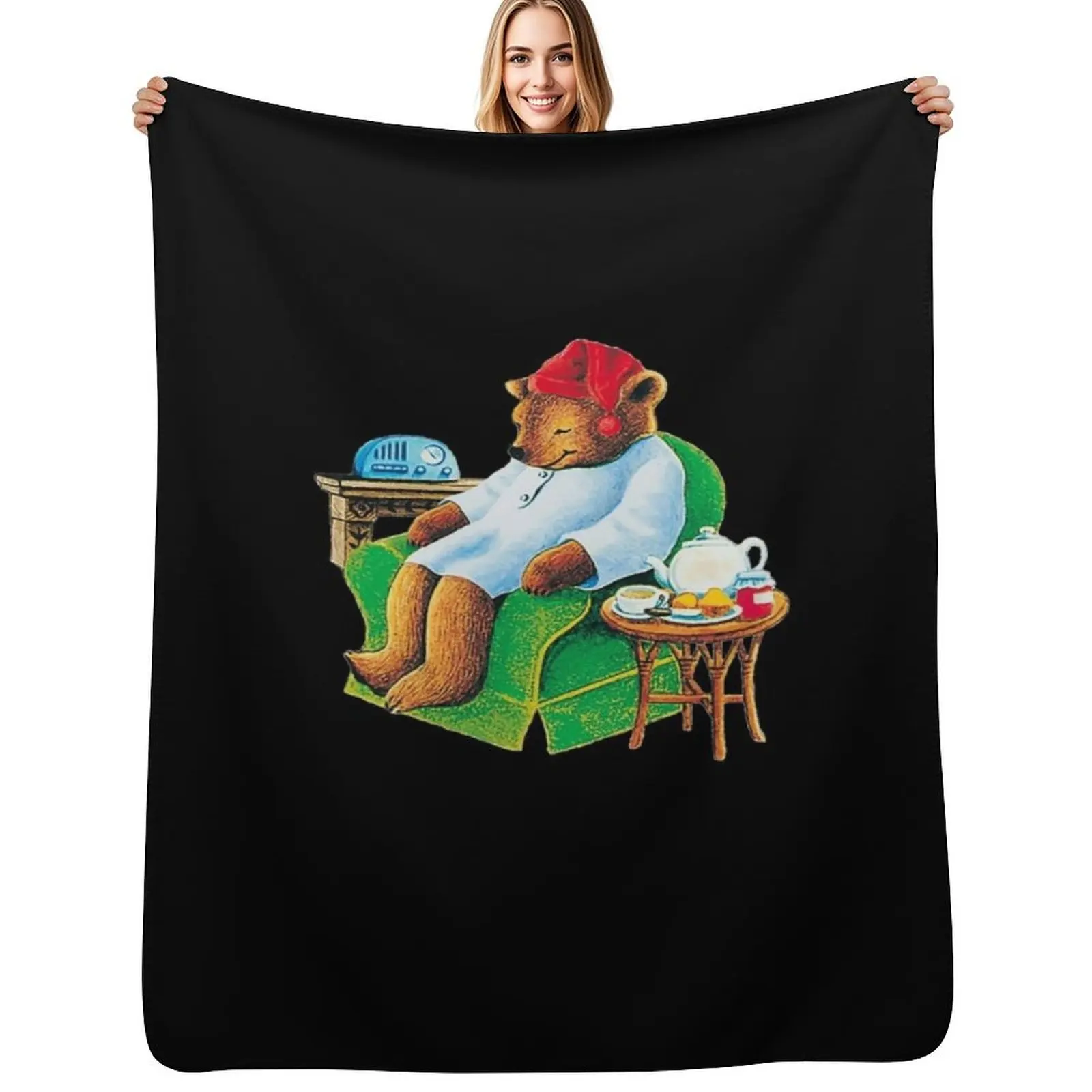 Manta suave y cálida con diseño de oso de la marca Celestial Seasonings Sleepytime Tea, lavable a máquina.