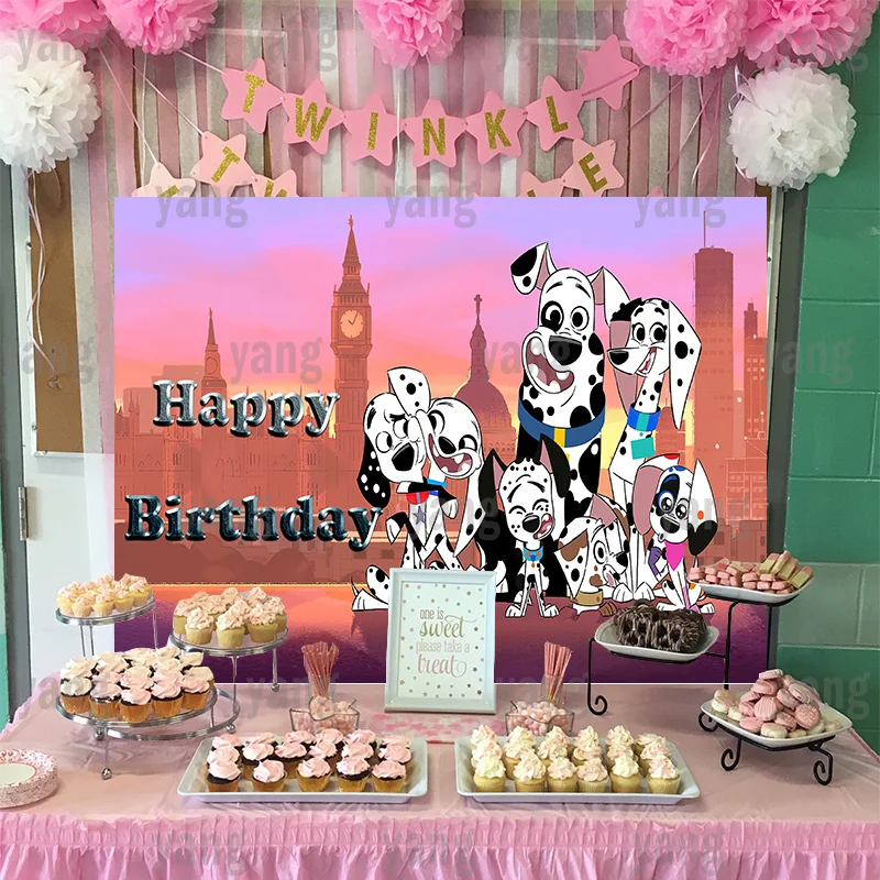 Disney The Whimsy Dog Family Colorful Castle Background Birthday Party One Hundred and One Dalmatian Backdrop Decortion Gift