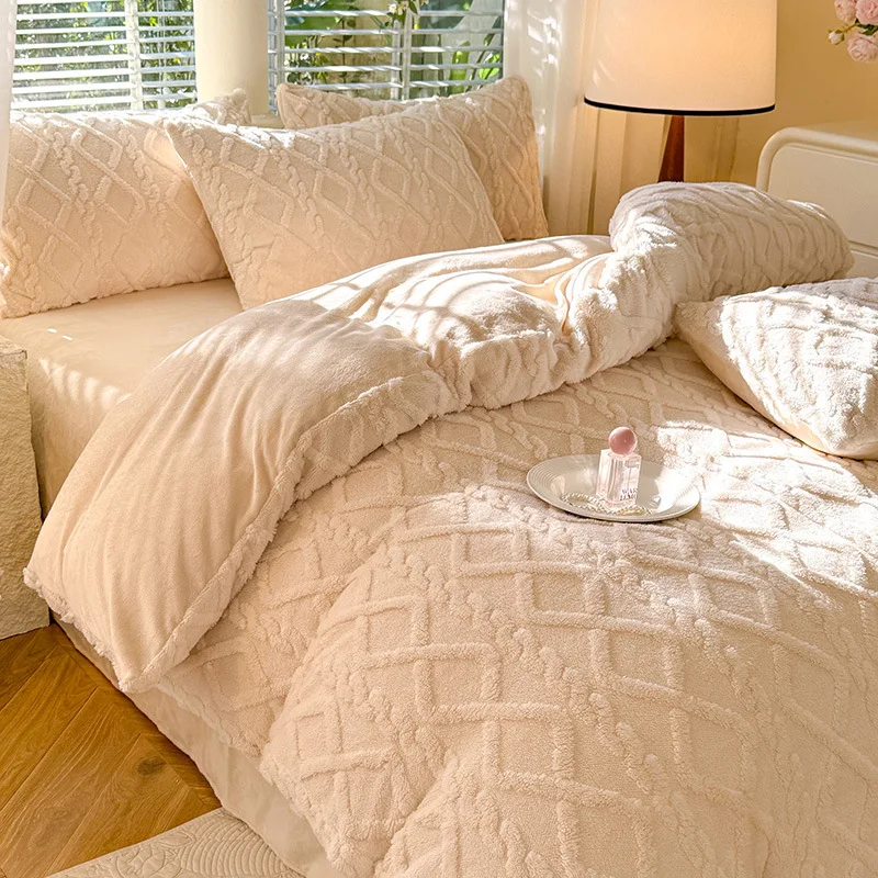 Thickened Milk Velvet Double-Sided Duvet Cover - Winter Warm 4 Sizes Bedding Set, Christmas Decorations Home Use