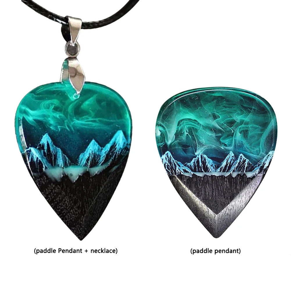 Epoxy Resin Guitar Picks Northern Lights Necklace Guitar Pick Plectrums Guitar Plectrums Gifts for Music Lovers Men Women