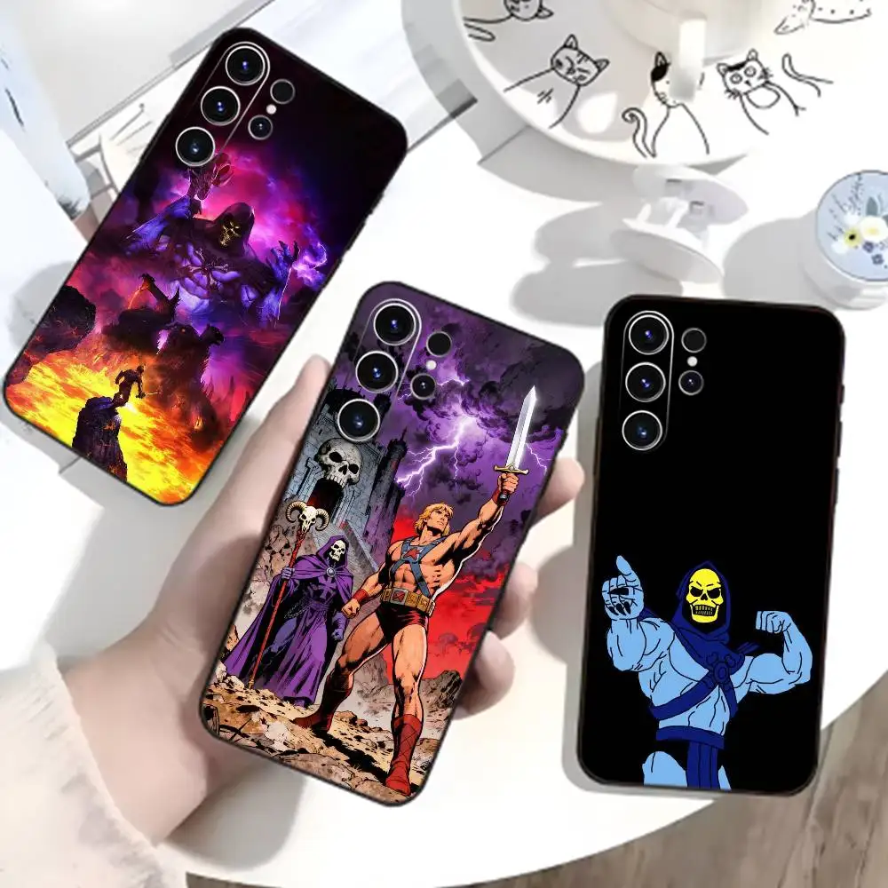 Capa de Telefone P-MOTU He-Man para Samsung S26, S25, S24, S23, S22, S21, S20, Ultra, Plus, FE, Capa Macia Preta