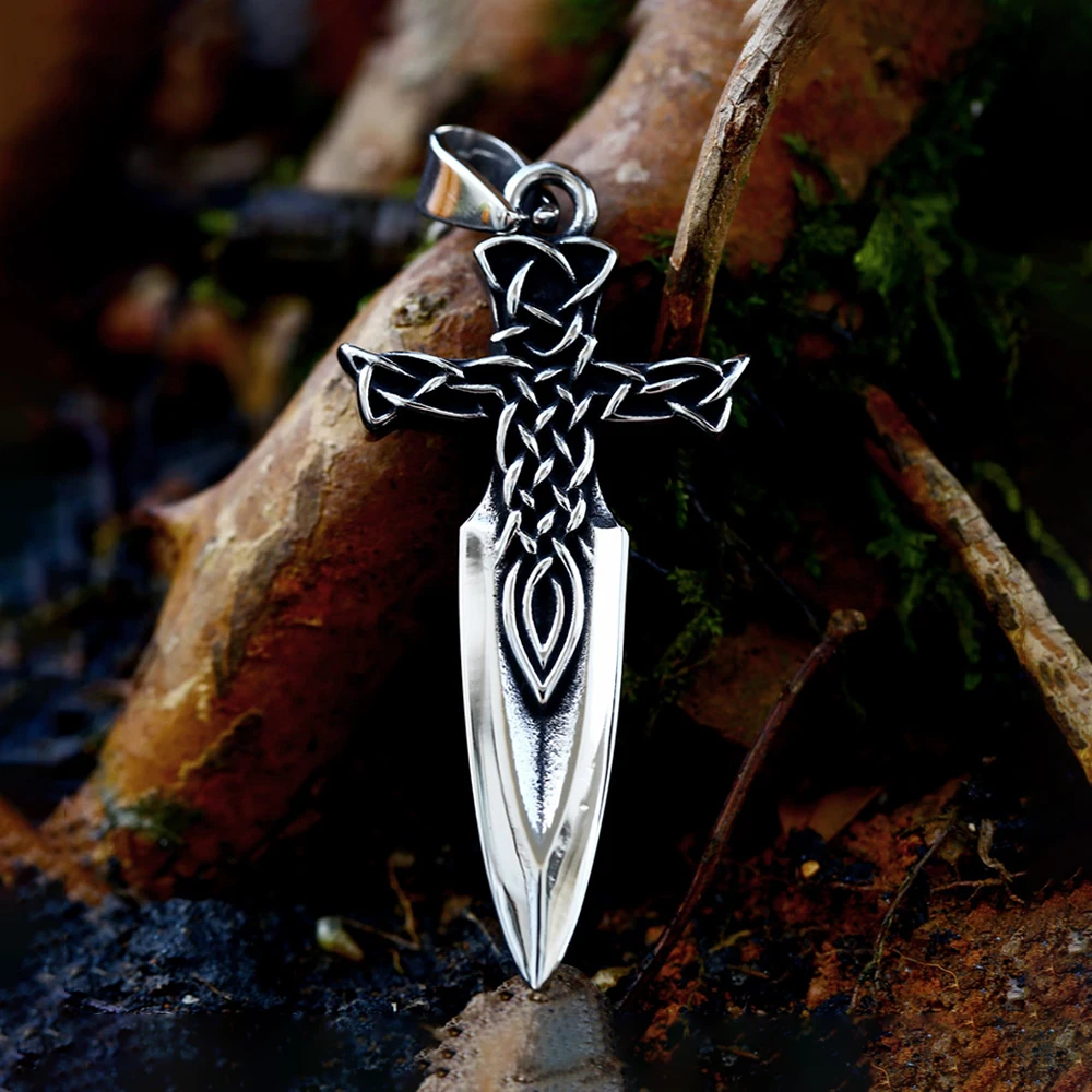 New Design Celtic Knot Sword Pendant for Men 316L Stainless Steel Cool Odin Necklace Punk Retro Fashion Jewelry Gifts Wholesale