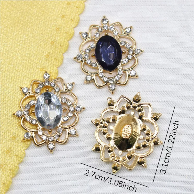 [YU] 27*31MM ovale eau diamant alliage fleur plaque bijoux accessoires bricolage robe de mariée arc chapeaux bijoux accessoires