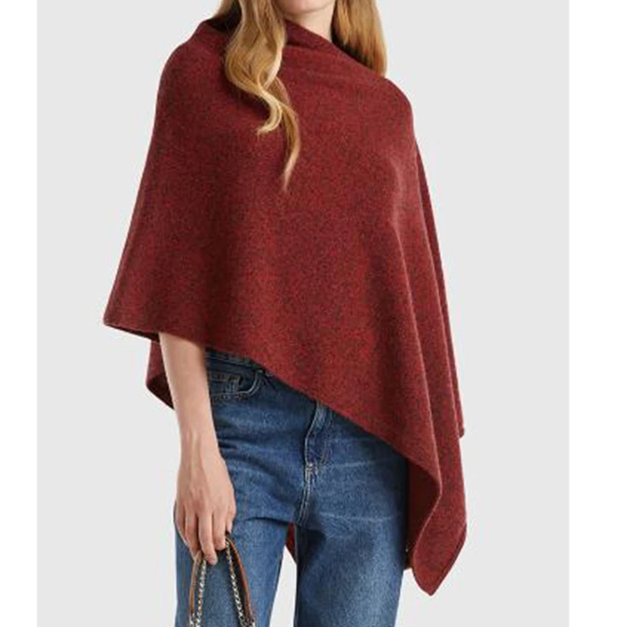 

Luxury Fall Sring Capes Women's Pullover Poncho Sweater Boat Neck Solid Color Asymmetrical Knit Tops Shawl Wraps