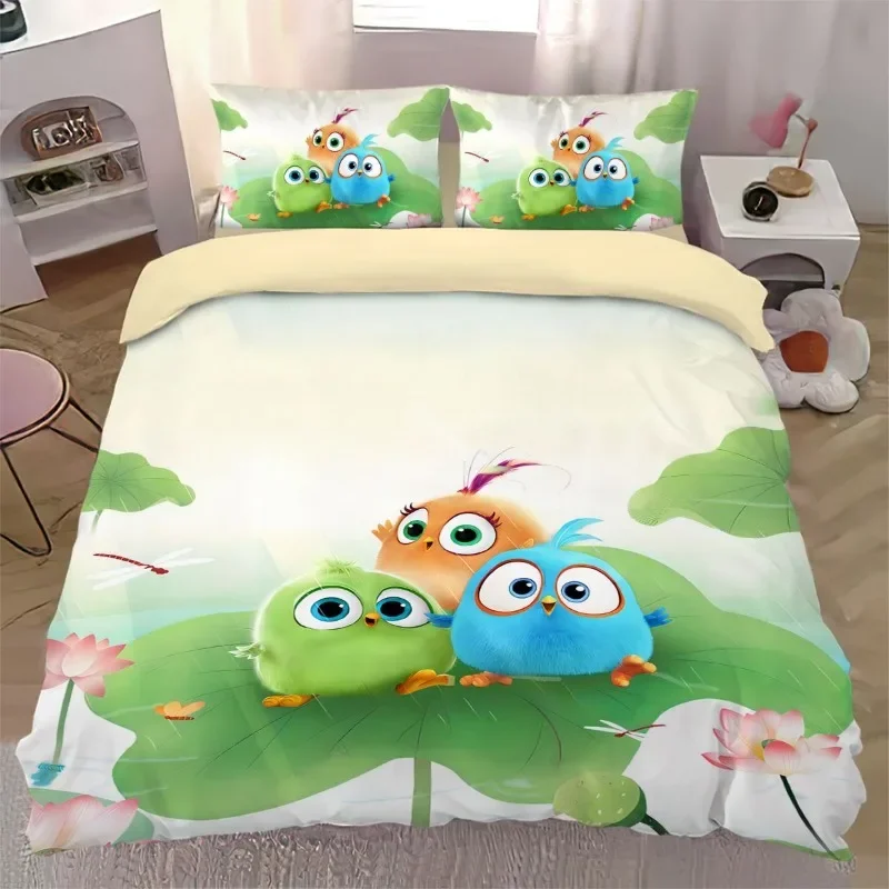 Angry Birds red Chuck Bomb Ross cute creative pure cotton four-piece set with personalized anime movie cartoon children's sheets