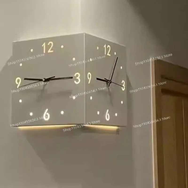 Modern Style Simple Corner Wall Clock Silent Double-sided Corner Wall Clock Creative Clock