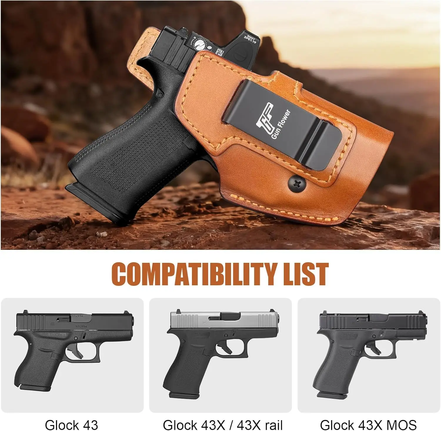 

Для Glock 433,43X, 43X MOS, кожаная кобура IWB, закрепленная кобура для переноски, внутренний пояс с приложением, подходит для ремней 1,5-1,75 дюйма, правая рука