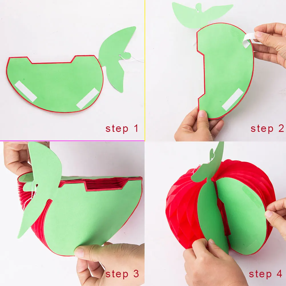 

10 pcs Apple Honeycomb Ball Paper Balls Party Decorations Hanging Fans Red Color Festive Home Office Shop Wedding