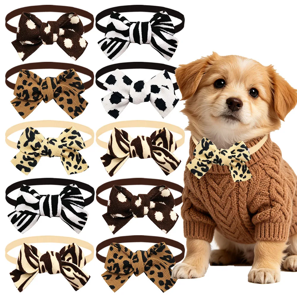 10/20 Stück Verstellbare Haustier-Fliegen mit Leoparden- und Zebramuster für Hunde, kleine und mittelgroße Welpen und Katzen, für den täglichen Gebrauch, Haustierzubehör – Detail 1