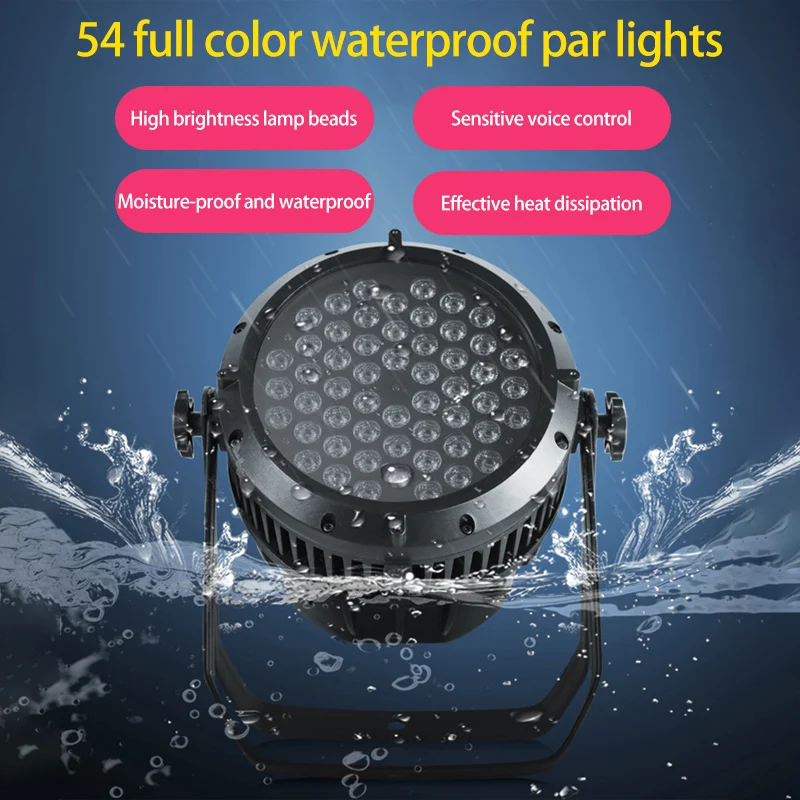 

54 PCS 3W Waterproof Par Light DMX Remote Control Outdoor Stage Lighting DJ Effect Light For Party Bar Landscape Lighting Decor