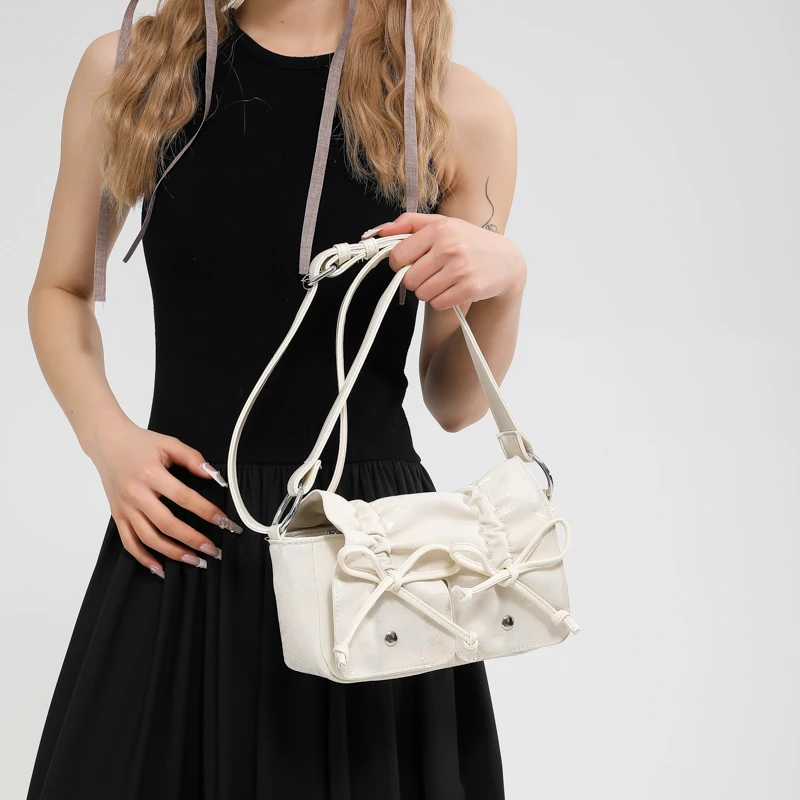 Bolso cruzado de cuero Pu para mujer, bandolera de lujo Y2k de alta calidad, a la moda coreana, para axila y hombro, 2024