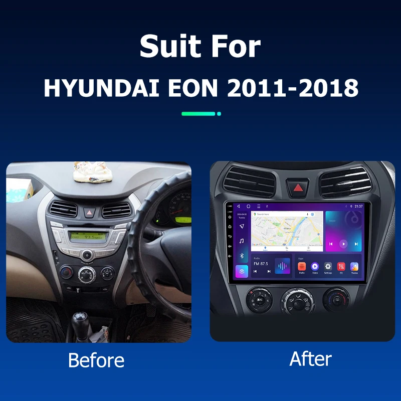 9'' Android 12.0 Car Radio for HYUNDAI EON 2011 2018 GPS Navigation Multimedia Player WIIF Carplay Stereo Head Unit 2 Din