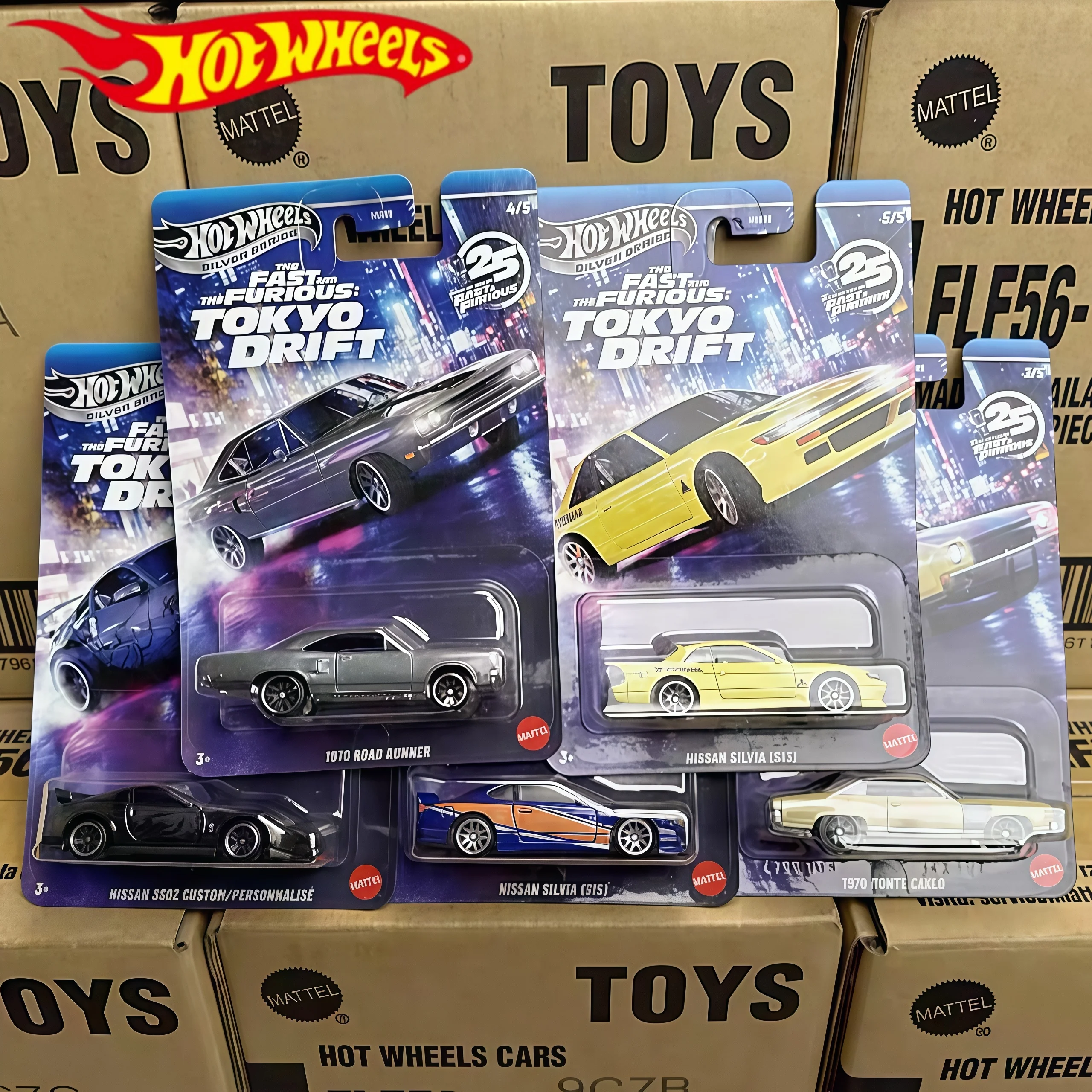 

Mattel Hot Wheels Fast & Furious M HNR88 Silver Series Набор Tokyo Drift Nissan Chevrolet масштаб 1/64 Коллекция литых моделей автомобилей