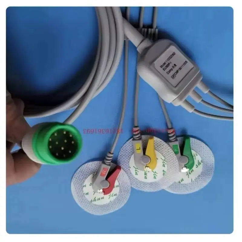 NEW  Suitable for 8000E C50 Monitor ECG Lead Wire Accessories, 12 Pin 3-pin Clip Type