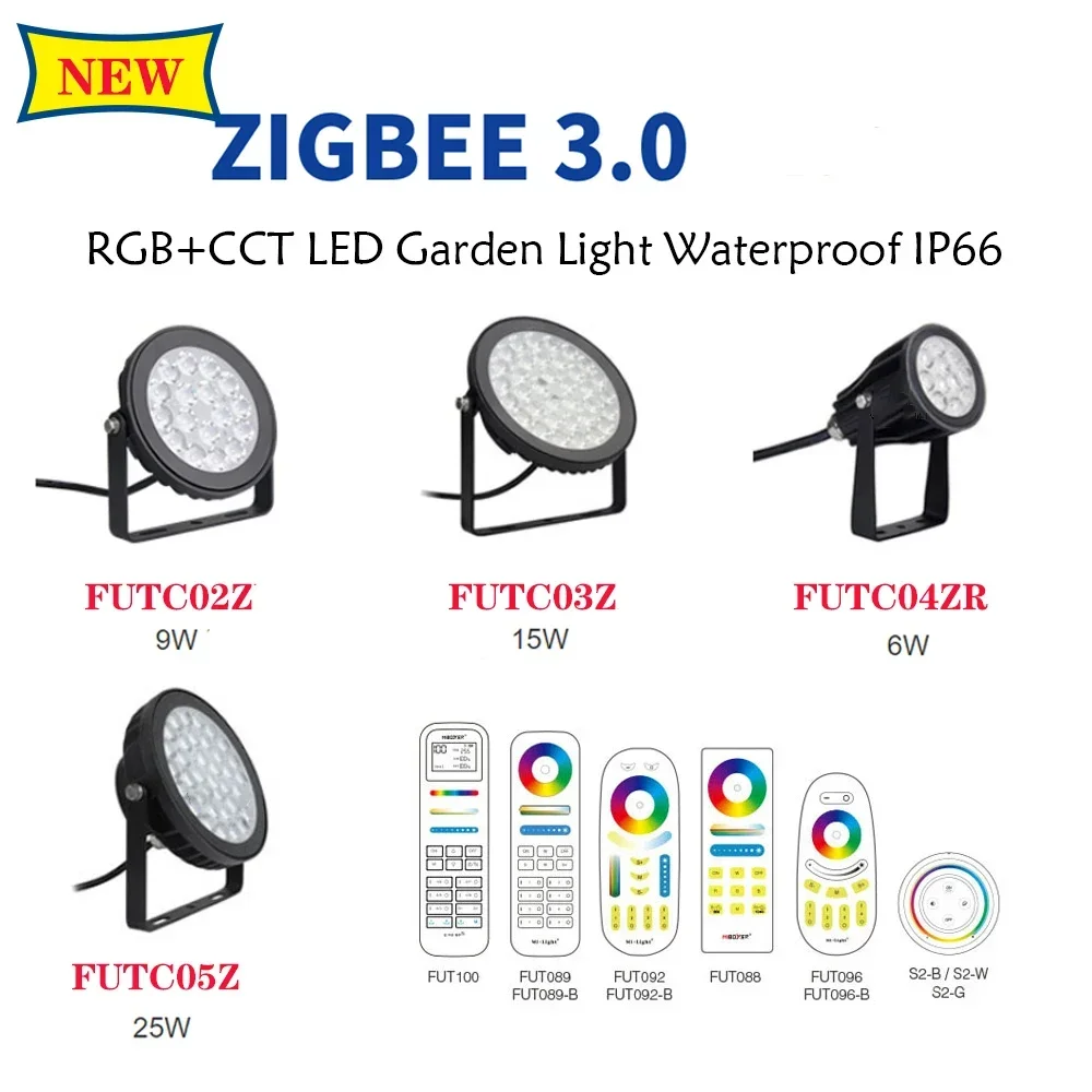 

6W/9W/15W/25W RGB+CCT LED Garden Light Zigbee 3.0 Waterproof IP66 FUTC02Z Smart Outdoor Lawn Lamp Voice/App Control AC110V-220V