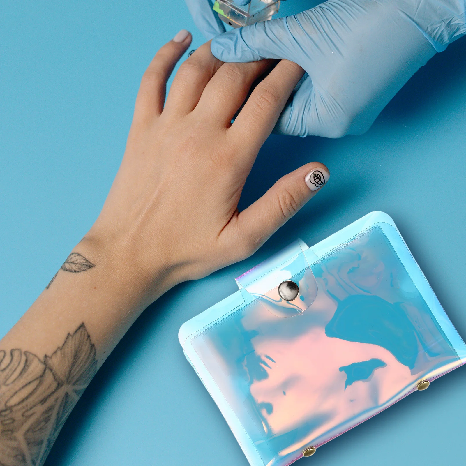 حامل قالب ختم الأظافر 20 مساحة حماية حقيبة مدمجة متعددة البطاقات لملحقات المانيكير الأنيقة