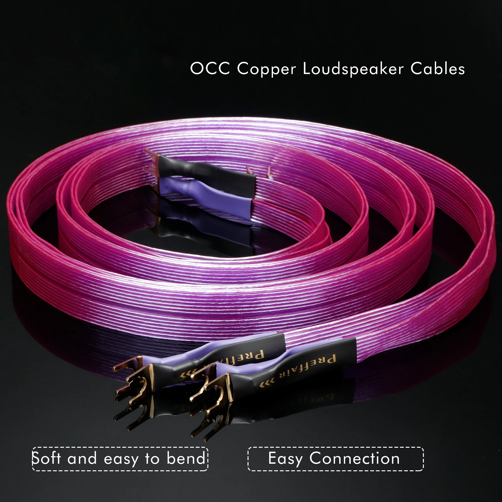 Afbeelding 7: Paar Rode Luidsprekerkabel Flatline Luidsprekerkabel Verzilverd OCC Verzilverd Audiofiele Hifi Audiokabel Versterker