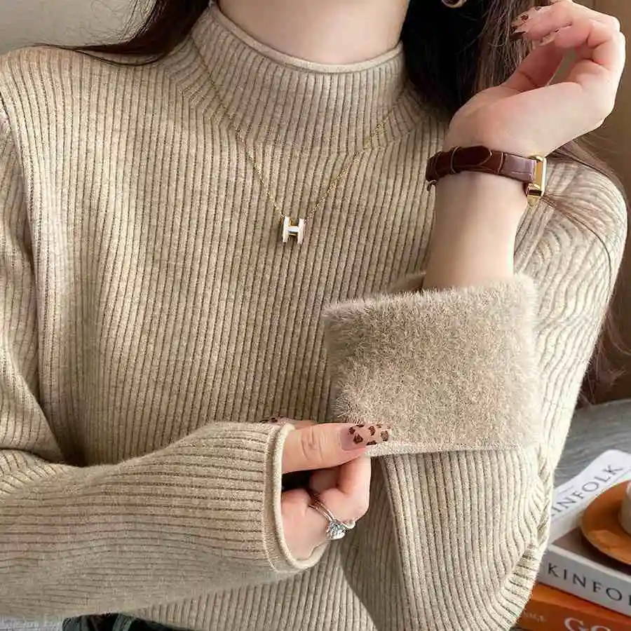 One-piece Mink Velvet Turtleneck Thickened Sweater - Image 4