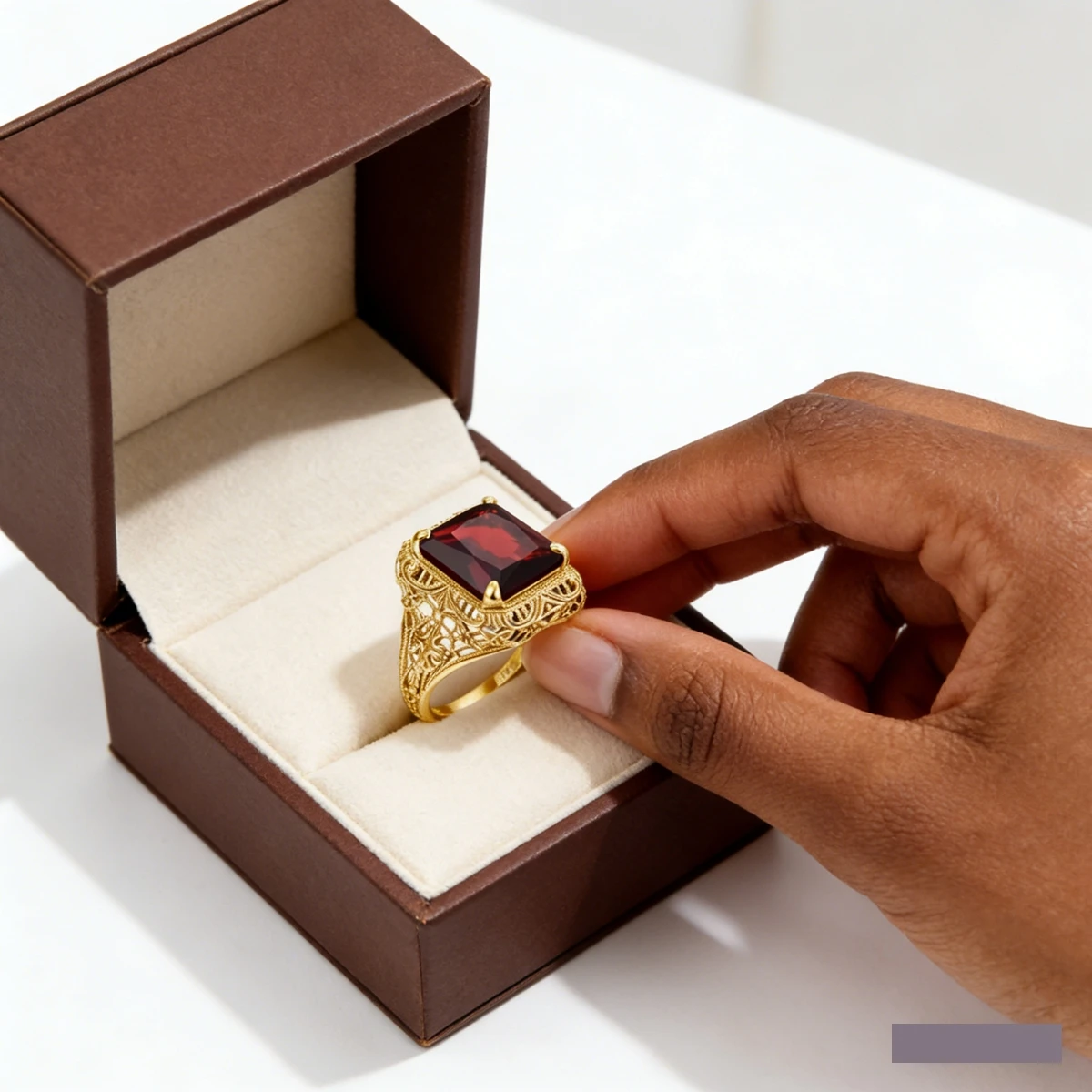 

14K Gold Filled Big Stone Retro Ring Punk High Quality Gemstone Rings for Men Women Wedding Engagement Acessories Jewelry Gift