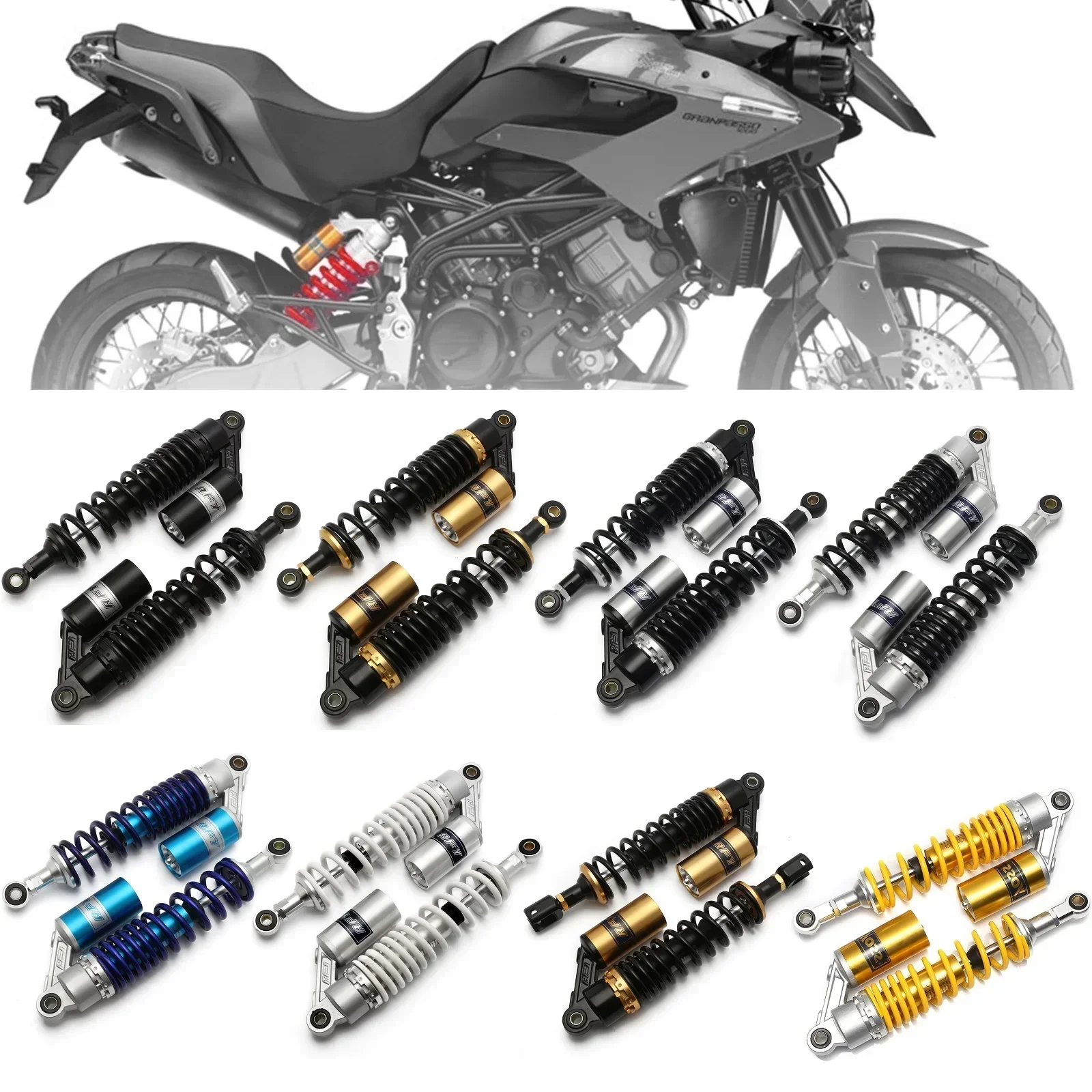 

13,5 "340 мм мотоциклетные универсальные пружины, пневматическая подвеска, регулируемые задние газовые амортизаторы для скутера Ducati Aprilia, квадроцикла UTV