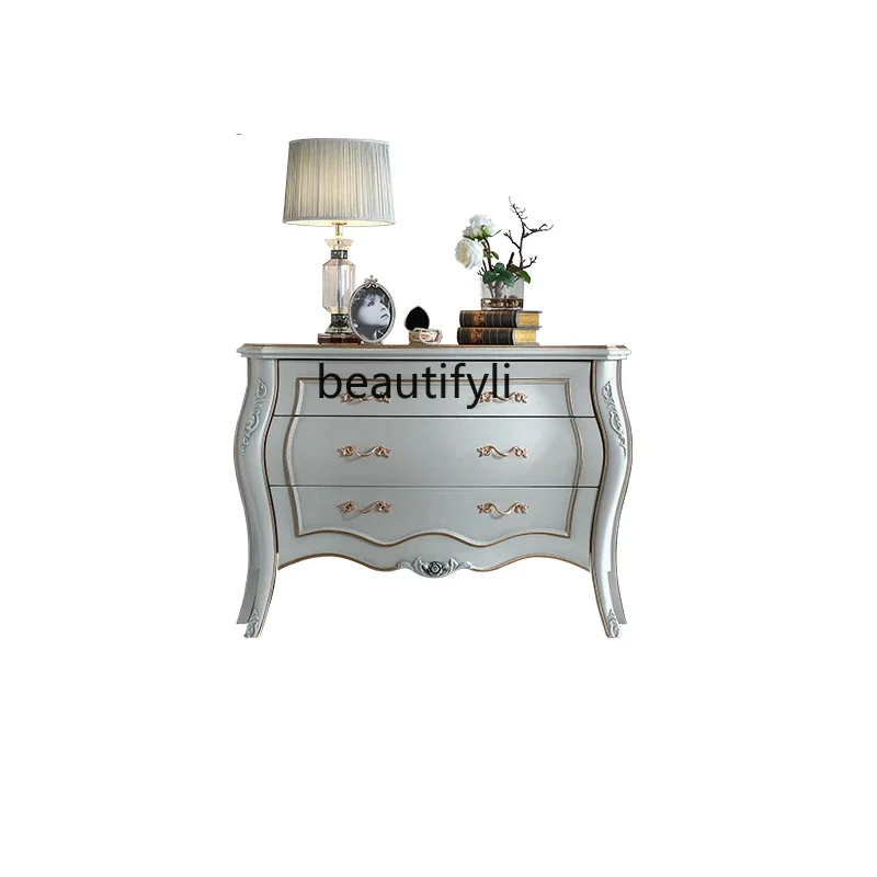 

new style French Furniture European Solid Wood Console Living Room Gold Carving Entrance Cabinet Bedroom Locker ss 7304