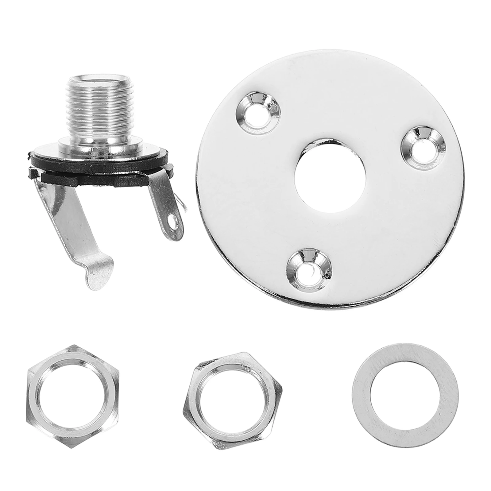 

Electric Guitar Bass Pickup Output Input Jack Socket Round Plate Mounting Screws Chrome Color Guitar Jack Plug Replacement
