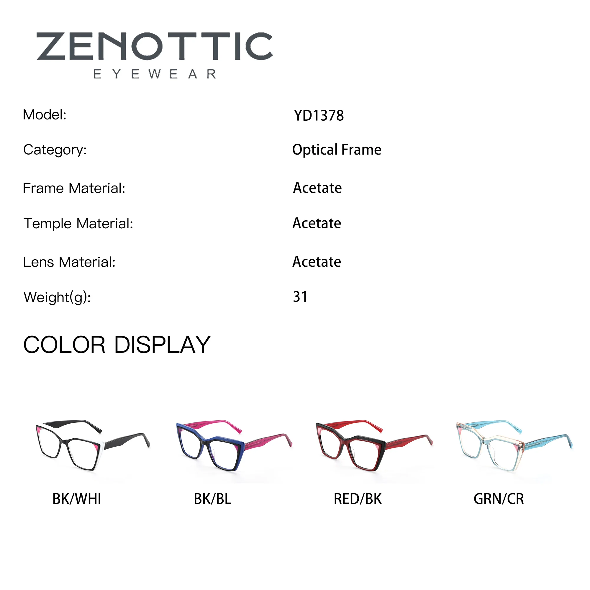ZENOTTIC S Size Butterfly Prescription Eyeglasses Photochromic Anti Blue Light Acetate Optical Corrective Women's Glasse