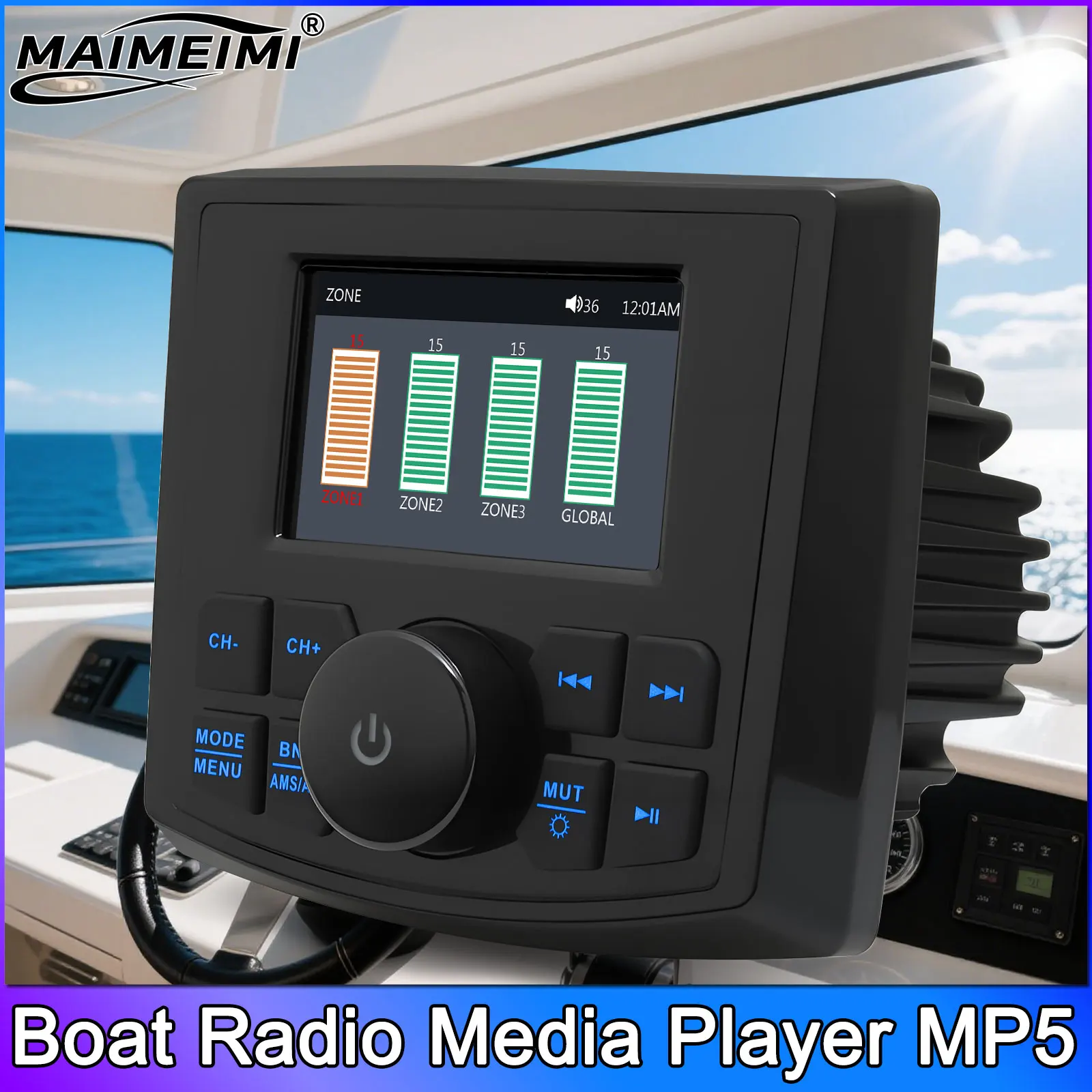 

3inch Display Marine Radio MP5 Boat Radio Stereo Media Video Player Waterproof Bluetooth-compatible AUX AM FM RDS for ATV UTV