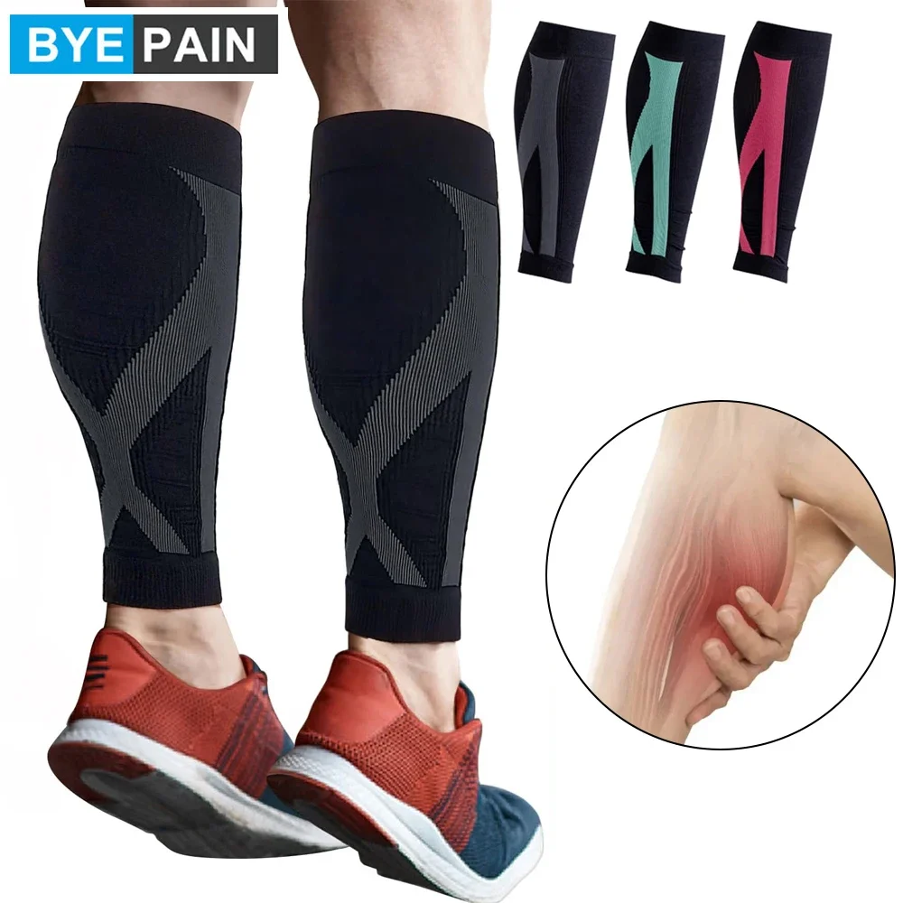 

BYEPAIN 1Pair Calf Support Compression Sleeves for Women Men Running 20-30mmHg Footless Leg Socks Outdoor Sports