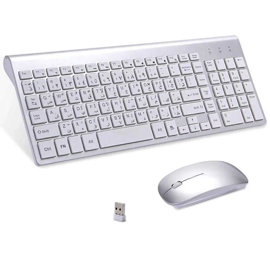 

Arabic & English characters Ultra-thin Business Wireless Arabic keyboard and mouse combo low noise Mice for Office Notebook