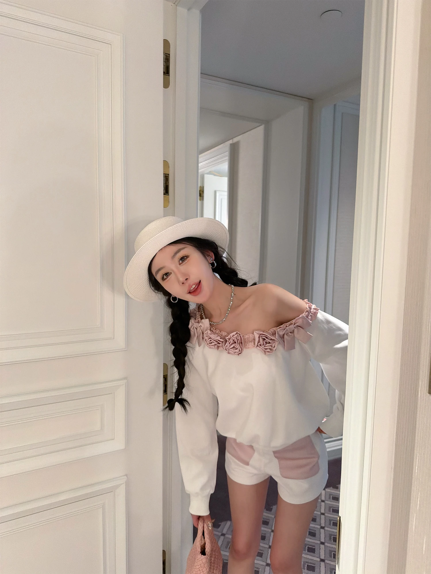 

Ele Rose Collar One oulder Sweatirt Set High Waist orts LADIESFIRST Faionable Casual Wear for Women